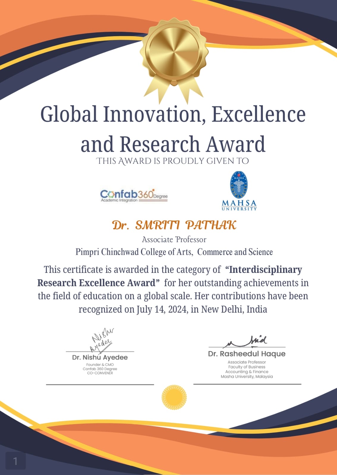 PCACS Achievement